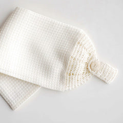 Linen Towel with Crocheted loop towels Linen Room Latvia 38 x 47 cm white