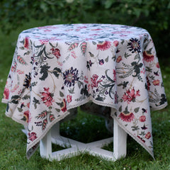 Linen tablecloth with flower print