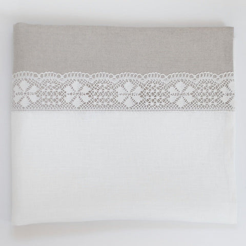 Linen Duvet Cover with Lace