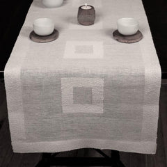 Table runner Boucle with square tracks Linen Room Latvia 